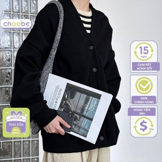  Áo khoác cardigan Choobe uniex nỉ nhung tăm dày dặn dáng dài oversize cài cúc AK06 