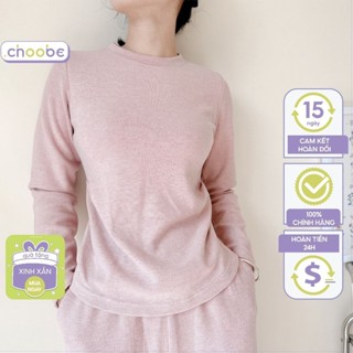 Áo giữ nhiệt nữ Choobe cổ tròn đuôi tôm dài tay chất vải mềm mại kiểu dáng nhún eo vạt bầu phong cách năng động A126
