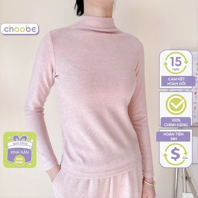 Áo giữ nhiệt nữ Choobe cổ leo dài tay chất vải len lông kiểu dáng ôm nhẹ phong cách thanh lịch A116