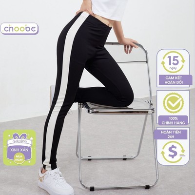 Quần legging nữ Choobe dáng dài kiểu giữ nhiệt phối sọc trắng bên phong cách cá tính Q60