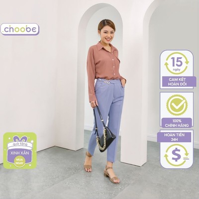 Quần baggy nữ Choobe chất vải Vitex cao cấp, đai chữ S chất dày dặn phong cách công sở Q05