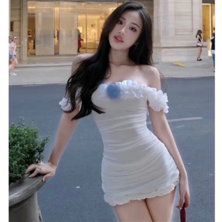 Đầm Body Nữ Bèo Trễ Vai Hoa Ngực GAR6101 (Hỏa Tốc)