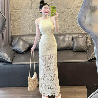 Đầm Nữ Yếm Ren Hoa Nổi Xẻ Tà Siêu Dễ Thương QCK6301 (Hỏa Tốc)