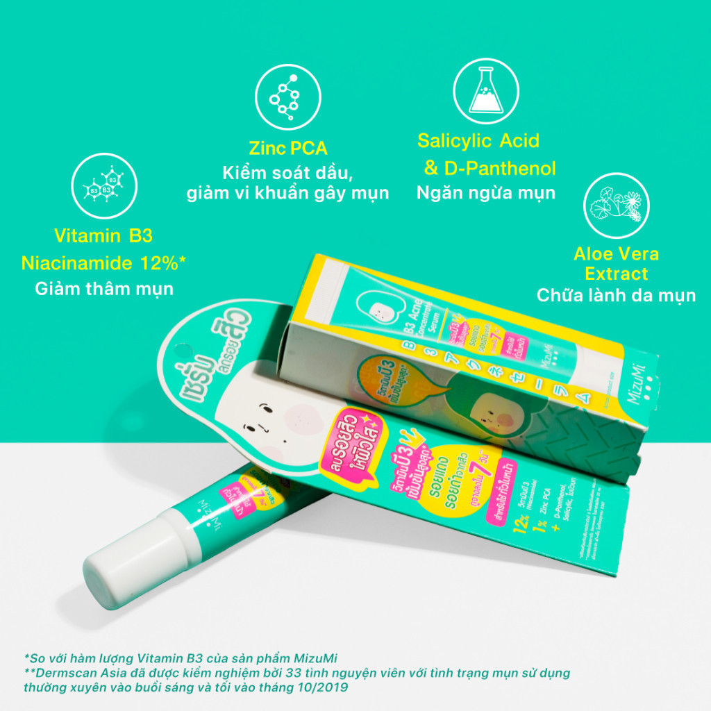 MizuMi Serum Giảm Thâm Mụn B3 Acne Concentrate Serum 13g Niacinamide + Zinc PCA | BigBuy360 - bigbuy360.vn