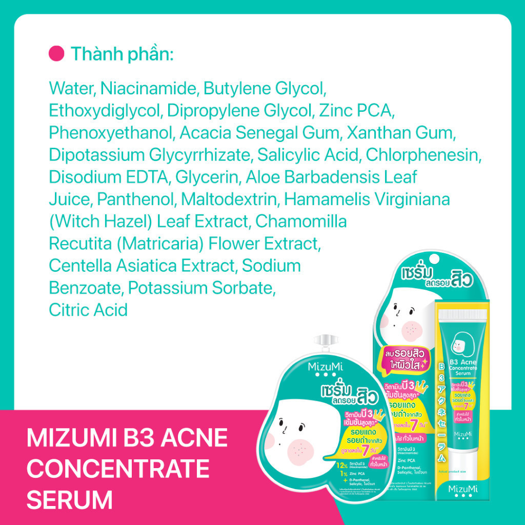 MizuMi Serum Giảm Thâm Mụn B3 Acne Concentrate Serum 13g Niacinamide + Zinc PCA | BigBuy360 - bigbuy360.vn