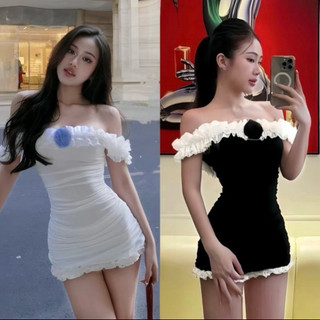 Đầm Body Nữ Bèo Trễ Vai Hoa Ngực XMT6101 (Hỏa Tốc)