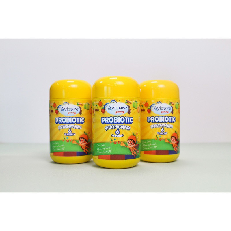 Kẹo dẻo Avisure Gummy Probiotic Multivitamin 6 Flavors bổ sung vitamin và khoáng chất cho bé hộp 125g