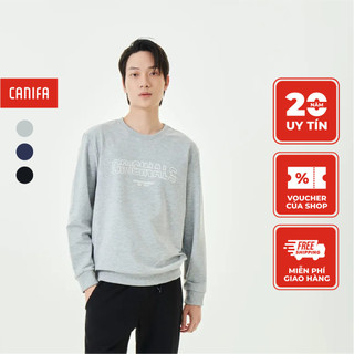 Áo nỉ nam canifa dài tay cổ tròn in hình 8tw23w012