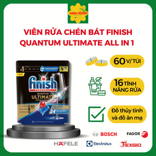 Viên rửa chén bát Finish Quantum Ultimate 60 viên/ Ultimate Plus 70 viên/ Ultimate 61 viên chanh Dòng cao cấp 16 chức nă
