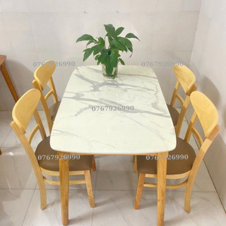 Bàn ăn giả đá 4 ghế gỗ tự nhiên - bo ban an com siêu sang - nội thất ngọc mai