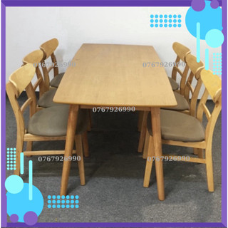 Bàn ăn gỗ mango, bàn ăn 6 ghế gỗ tự nhiên chuẩn hàng xuất khẩu đồ hiệu - bh 12 tháng