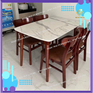 Bộ bàn ăn giả đá 4 ghế mango, bàn ăn căn hộ siêu bền - thương hiệu Ngọc Mai Furniture