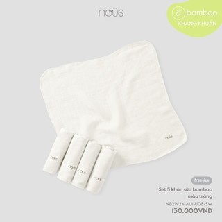 Nous - set 5 khăn sữa bamboo màu trắng - nu bamboo - fs - ss24.t7a-zn402