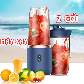 Máy xay sinh tố Juicing Cup 300ML cầm tay 6 lưỡi 2 cối - Máy xay hoa quả sử dụng Pin Sạc Cổng USB