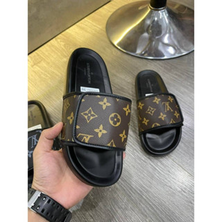 Dép Nam Quai Ngang - Dép LV Quai Dán Thiết Kế Độc Đáo Da PU Hàng Đẹp, Đủ Size từ 37-43