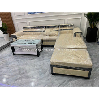 Bộ sofa góc L đặt phòng khách, sofa góc L da simili thời thượng - bh hai năm chính hãng