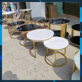 - Bàn sofa - bàn trà đôi mặt kính giả đá, bàn mẹ bồng con - khung sắt sơn tĩnh điện, kính cường lực chống v