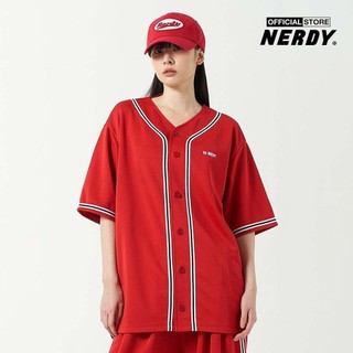 NERDY - Áo bóng chày unisex cổ V tay ngắn Baseball PNEU24TR07-07