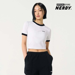NERDY - Áo croptop nữ cổ tròn tay ngắn Blenk Logo Ringer PNEU24ST16-01