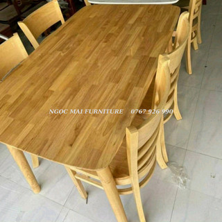 Bộ bàn ăn gỗ 6 ghế cabin, bàn ăn ghế mặt gỗ tự nhiên - bảo hành 12 tháng chính hãng - Bàn Ăn Ngọc Mai