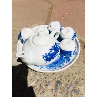Bộ ấm chén pha trà thờ cúng mini, ấm chén bàn thờ bát tràng