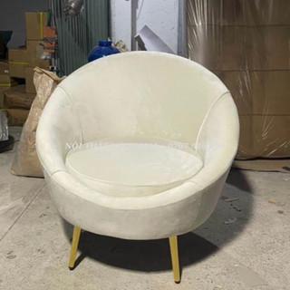Ghế sofa đơn vải nhung 80x80cm, sofa hột xoài đơn màu kem