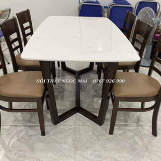 Bàn ăn đá cao cấp, bàn ăn đá nhân tạo 6 ghế cabin - bảo hành đổi trả trong vòng 1 năm - hô trợ lắp ráp
