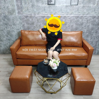 Sofa da bò, sofa da nâu đặt phòng khách cao cấp - bảo hành 12 tháng hỗ trợ mang lên chung cư