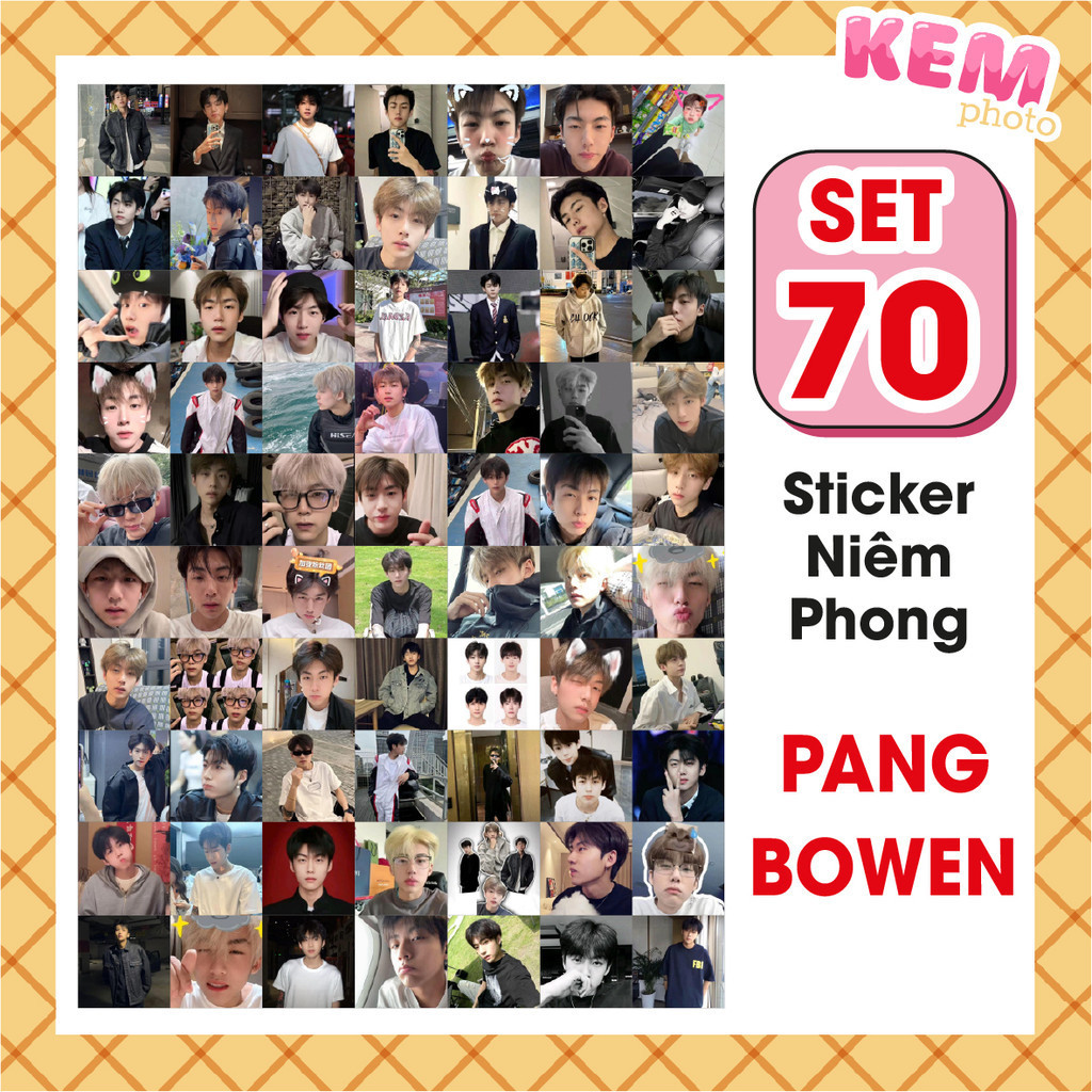 SET 70 sticker niêm phong PANG BOWEN - Đã cắt rời - Tem dán 4x4cm in hình Pang Bowen xinh xắn chỉ cầ