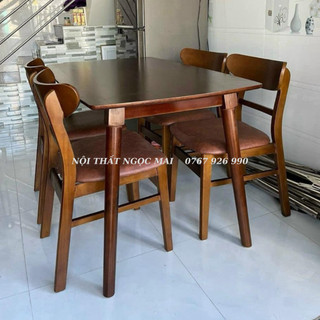 Bộ bàn ăn 4 ghế mango, bàn ăn gỗ, bàn ăn cơm - bảo hành 12 tháng