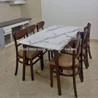Bàn ăn 6 ghế gỗ cao cấp - bàn ăn chung cư siêu sang