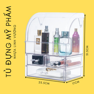 Tủ nhựa để bàn cao 31cm, tủ mỹ phẩm trong suốt 3 tầng, tủ để bàn trang điểm, tủ decor