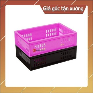 Rổ nhựa chữ nhật xếp tầng dài 24cm rộng 16cm cao 7cm