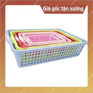 Rổ nhựa chữ nhật đa năng đủ màu sắc, size lớn nhất 42 x 30 x 10