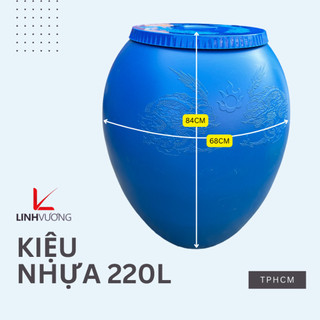 Kiệu nhựa 220l, deal sốc mua kèm gáo nước, cao 84cm đường kính 68cm