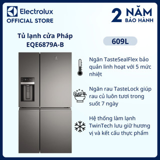 Tủ lạnh electrolux inverter cửa pháp 609 lít - eqe6879a-b - lấy đá ngoài