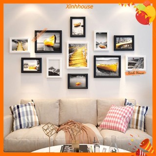 Khung ảnh treo tường bộ 11 khung KA1105m2 hỗ trợ in ảnh theo yêu cầu giá rẻ khung tranh treo tường