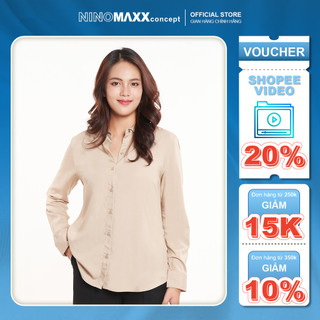 Ninomaxx áo sơ mi basic nữ tay tay dài 2312009