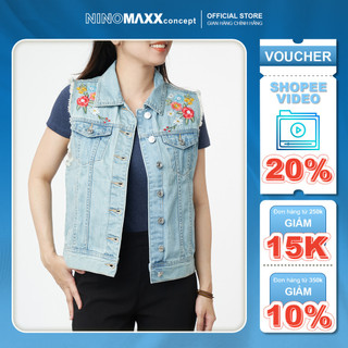 Ninomaxx áo gile jean nữ thêu hoạ tiết 1803089