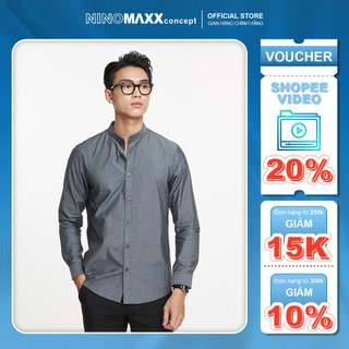 N&M Áo sơ mi thời trang Nam tay dài chất liệu cotton và linen 1908086