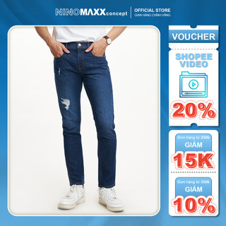 Ninomaxx quần jean nam wash slim fit co giãn tốt 2207017