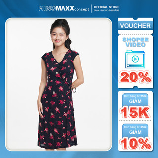 Đầm nữ sát nách hoa đỏ cột dây năng động thương hiệu ninomaxx 1911045