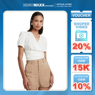 N&M Áo croptop Nữ tay ngắn chất liêu linen thoáng mát 2103058