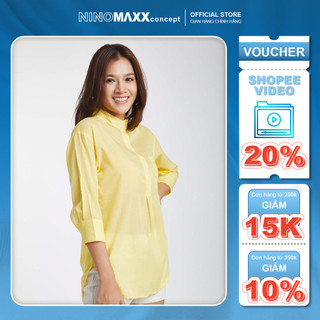 Ninomaxx áo sơ mi nữ tay lửng cổ trụ 1903027