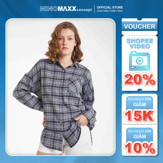 Áo Sơ Mi Caro Nữ Tay Dài Cotton NINOMAXX 1910025