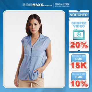 Áo Sơ Mi Nữ Xanh Dương Cổ V N&M Thương Hiệu NINOMAXX 1910247