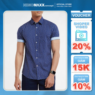 Áo Sơ Mi Nam Tay Ngắn SlimFit Họa Tiết NINOMAXX 2001006