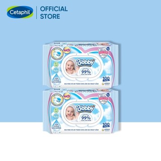 Combo 2 hộp khăn giấy ướt không mùi Bobby 100 tờ/gói