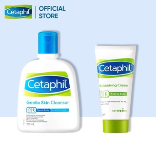 Combo Làm sạch & Dưỡng ẩm Sữa rửa mặt Cetaphil Gentle Skin Cleanser 250ml + Kem dưỡng ẩm Cetaphil Moisturizing Cream 50g