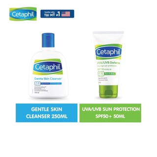 Bộ Sữa rửa mặt Cetaphil Gentle Skin Cleanser 250ml + Kem chống nắng cung cấp màng bảo vệ cao CETAPHIL SPF50+/UVA28 50ml